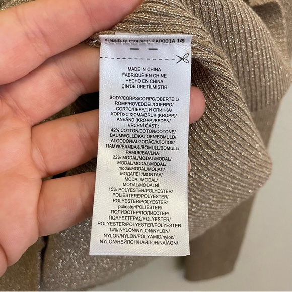 Lauren Ralph Lauren Gold Metallic Ribbed Turtleneck Sweater Size XL - Picture 8 of 11